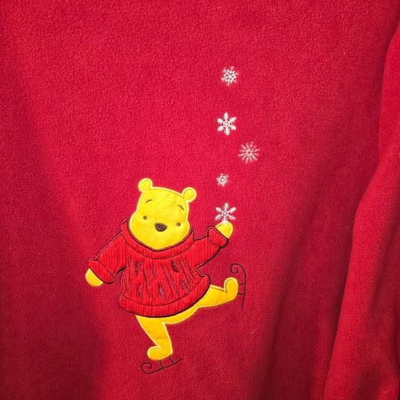 Vintage Winnie The Pooh Ice Skate Fleece Mock Neck Sweatshirt Women's 90s Large - Picture 2 of 12